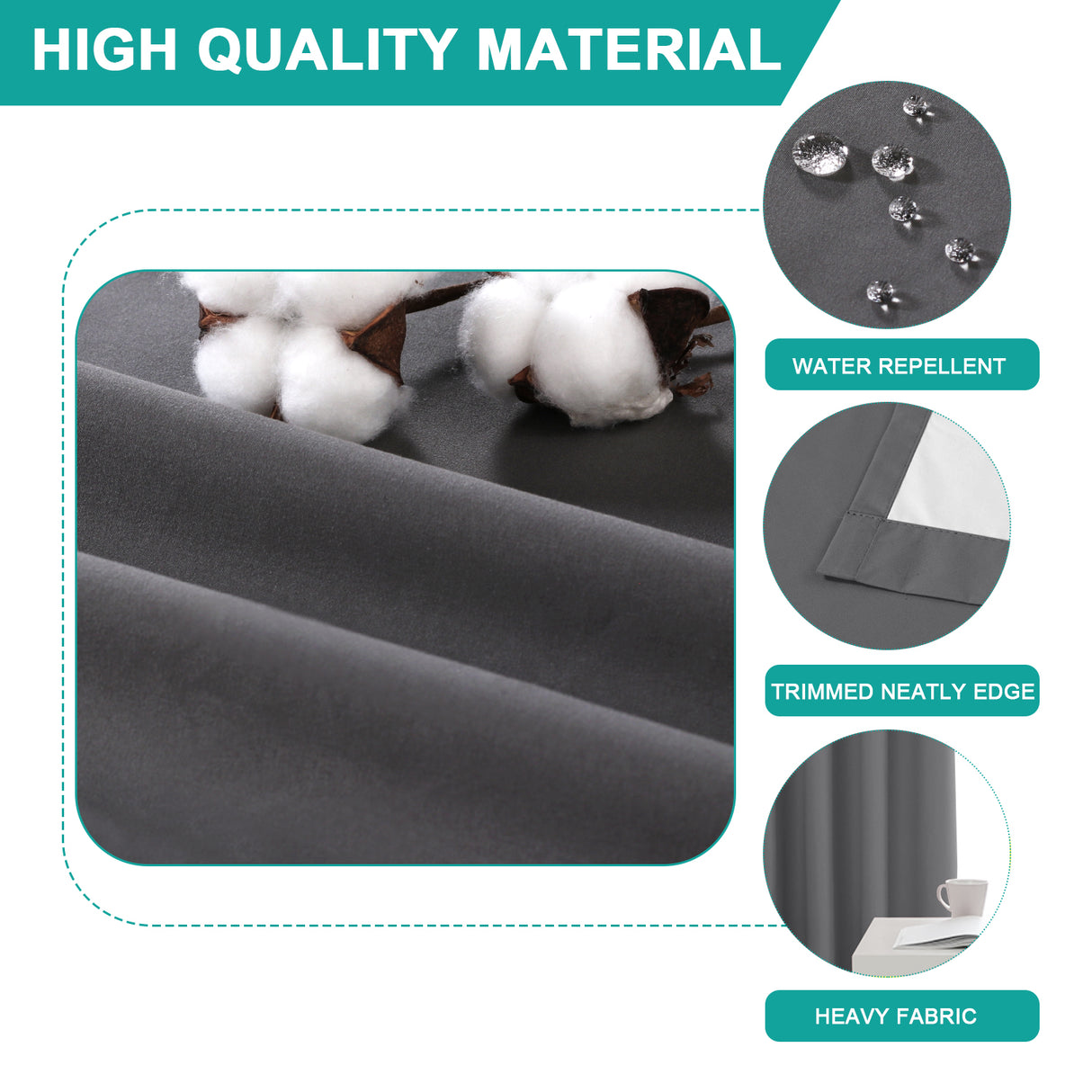 100% Blackout Curtains Full Light Blocking Curtain Draperies for Bedroom/Living Room 52'' x 108''