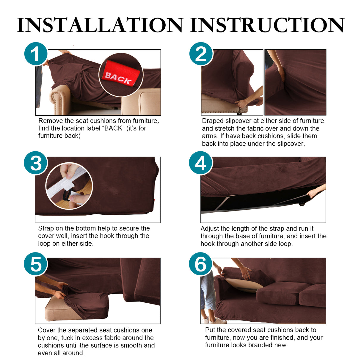 3-Piece Stretch Velvet Loveseat 2 Seater Slipcover