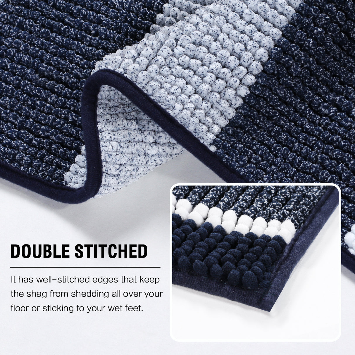 Chenille Ombre Bath Rug Set 20"x 32" & 20"x 20" U Shape