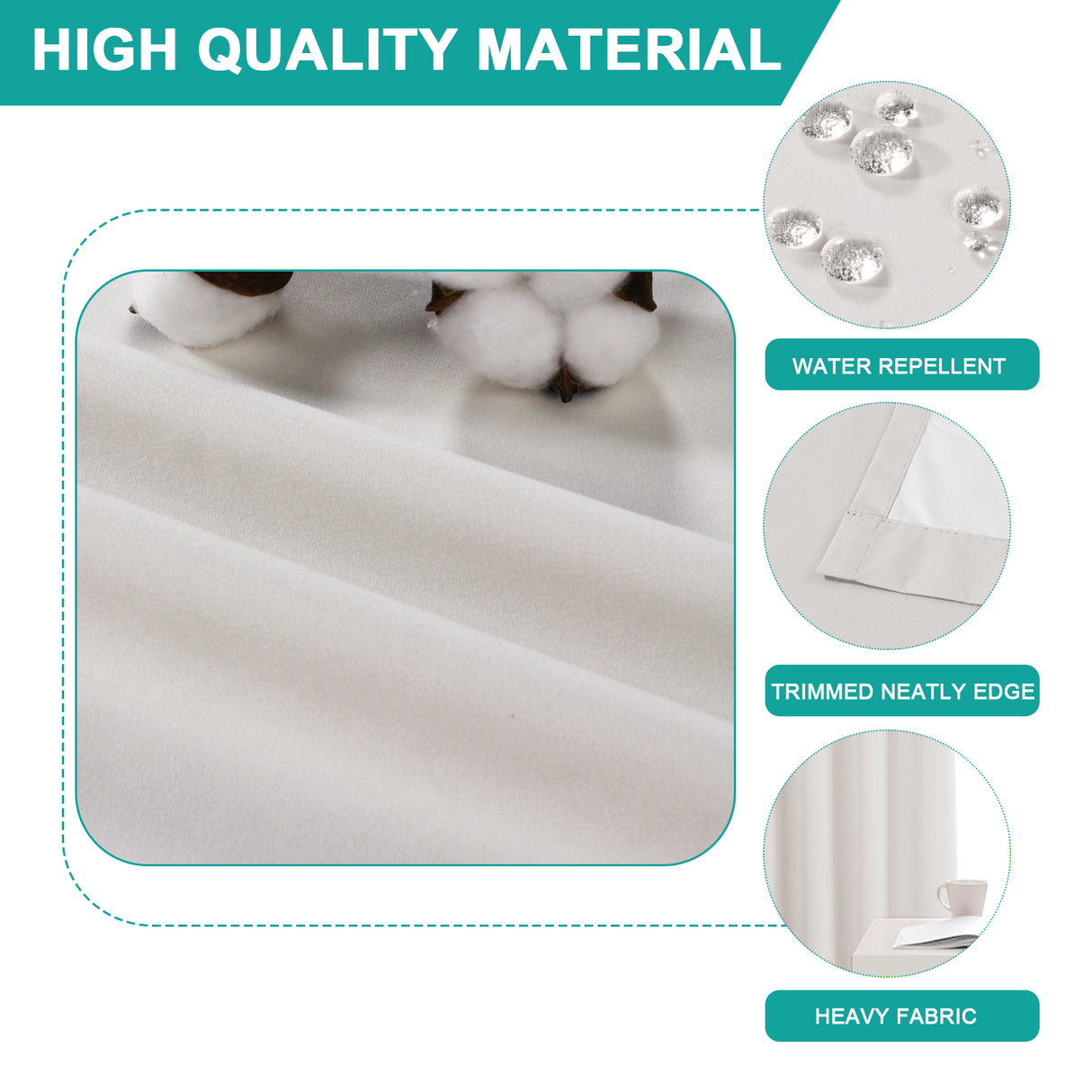 100% Blackout Curtains Full Light Blocking Curtain Draperies for Bedroom/Living Room 52'' x 84''