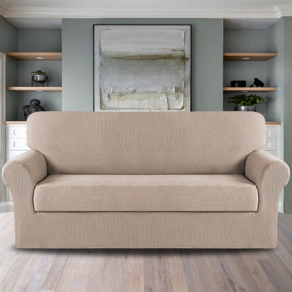 2-Piece Jacquard 4-Seater extra Large Sofa Slipcover