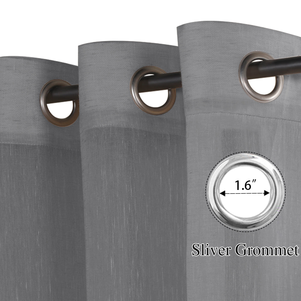 Grommet Semi Sheer Linen Draperies W52“ x L108" Set of 2 Panels