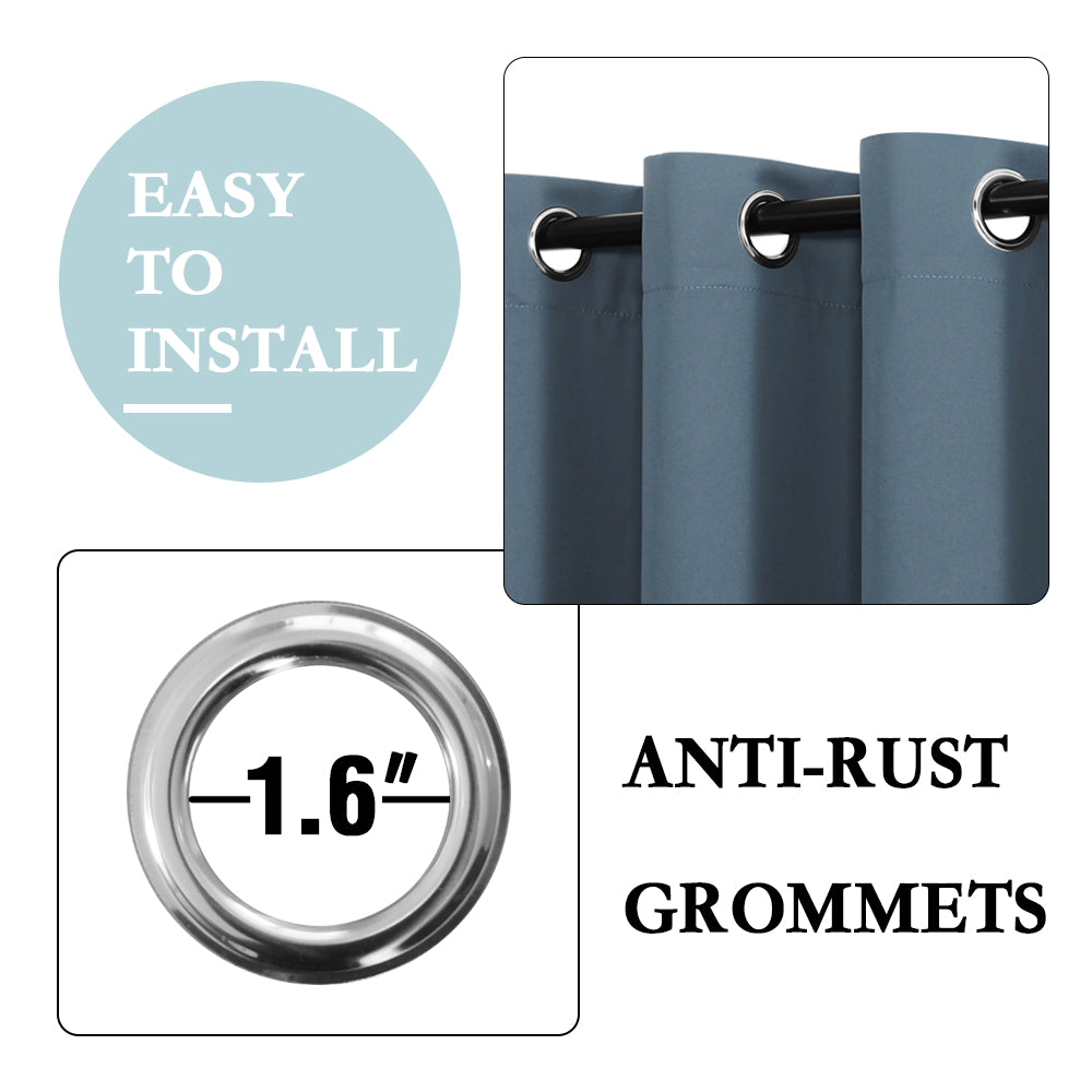 Thermal Insulated 100% Blackout Grommet Curtains for Bedroom with Black Liner(52 x 84-Inch, 2 Panels)