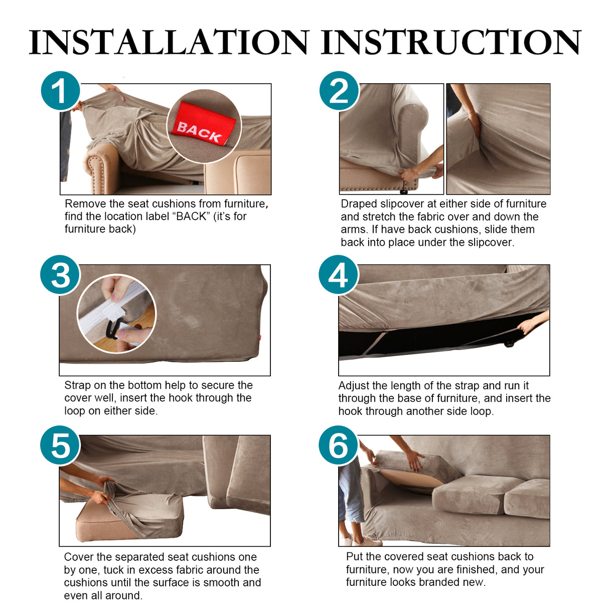 2-Piece Stretch Velvet Armchair One Seater Slipcover