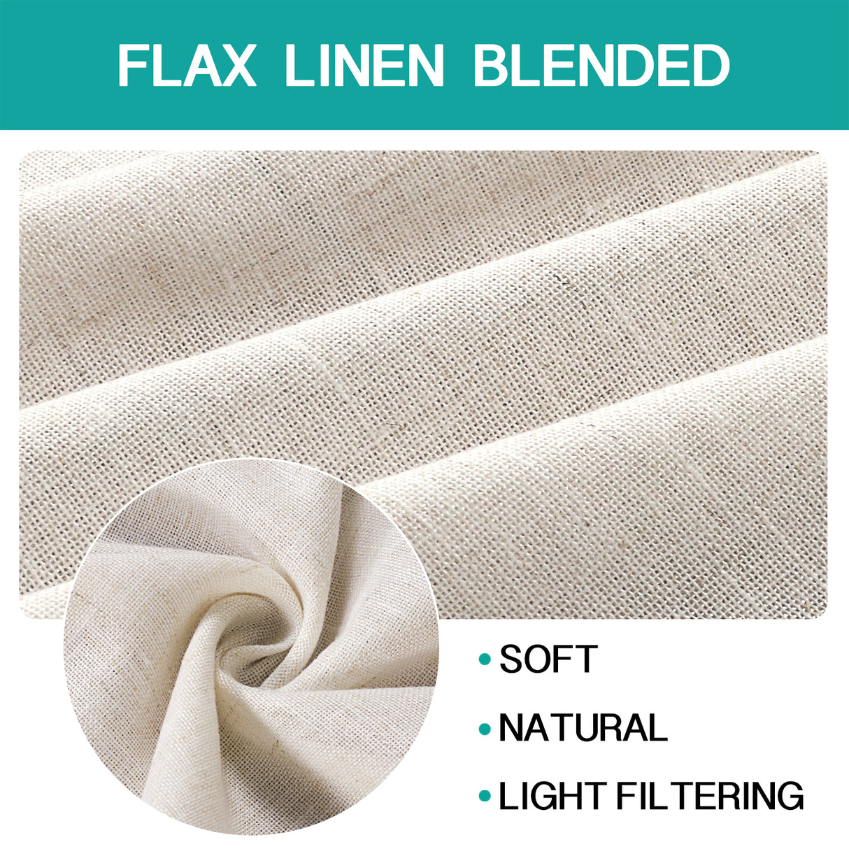 Grommet Natural Linen Mixed Sheers Sold by 2 (52'' x 84'')