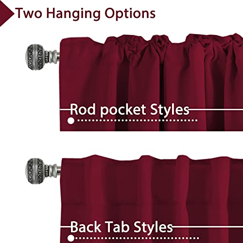 Blackout Curtains Thermal Insulated Window Treatment Panels Room Darkening Blackout Drapes for Living Room Back Tab/Rod Pocket Bedroom Draperies, 52 x 54 Inch, Burgundy Red, 2 Panels