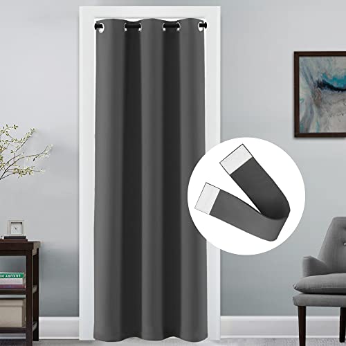 Doorway Curtain Blackout Closet Door Curtain Room Divider Window Treatment Curtain for Bedroom Thermal Insulated Privacy Drape Soundproof Grommet Door Curtain, 42 x 80 inches, 1 Panel, Charcoal Grey