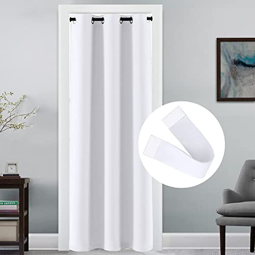 Doorway Curtain Blackout Closet Door Curtain Room Divider Window Treatment Curtain for Bedroom Thermal Insulated Privacy Drape Soundproof Grommet Door Curtain, 42 x 80 inches, 1 Panel, White