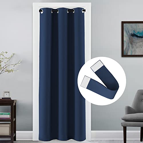 Doorway Curtain Blackout Closet Door Curtain Room Divider Window Treatment Curtain for Bedroom Thermal Insulated Privacy Drape Soundproof Grommet Door Curtain, 42 x 80 inches, 1 Panel, Navy