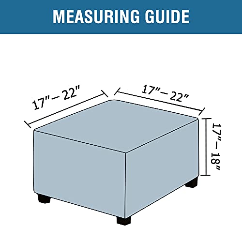 Square Ottoman Covers Ottoman Slipcovers Folding Storage Stool Furniture Protector Form Fit with Elastic Bottom, Stretch High Spandex Small Checks Jacquard Fabric(Medium,Off White)