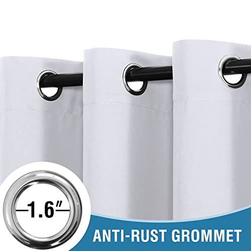 H.VERSAILTEX 100% Blackout Patio Curtains Thermal Insulated Curtains for Sliding Door Extra Wide Window Panels Full Light Blocking Grommet Curtains with Black Liner, W100 x L96 inch - Bleached White