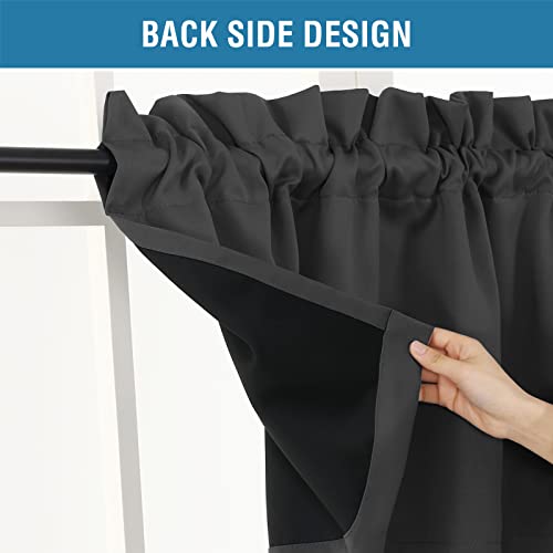 H.VERSAILTEX 100% Blackout Curtain Valances for Kitchen Windows/Bathroom/Living Room/Bedroom Thermal Insulated Rod Pocket Valances for Windows, 2 Pack, 52" x 18", Charcoal Gray