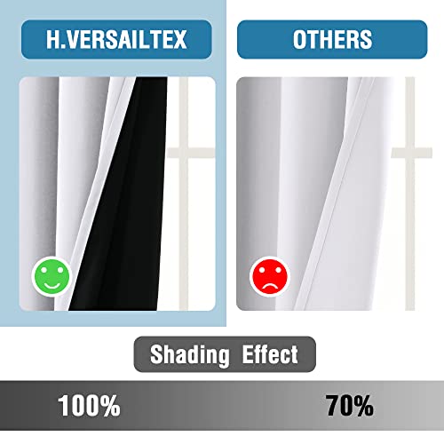 H.VERSAILTEX 100% Blackout Patio Curtains Thermal Insulated Curtains for Sliding Door Extra Wide Window Panels Full Light Blocking Grommet Curtains with Black Liner, W100 x L84 inch - Bleached White