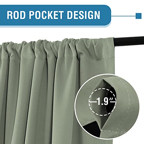 H.VERSAILTEX 100% Blackout Curtains for Bedroom Thermal Insulated Curtains & Drapes Blackout Curtains 96 Inches Long Rod Pocket Curtains for Living Room with Black Liner 2 Panels Set, Sage