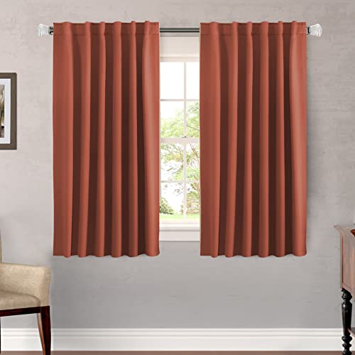 Blackout Curtains Thermal Insulated Window Treatment Panels Room Darkening Blackout Drapes for Living Room Back Tab/Rod Pocket Bedroom Draperies, 52 x 54 Inch, Burnt Ochre, 2 Panels