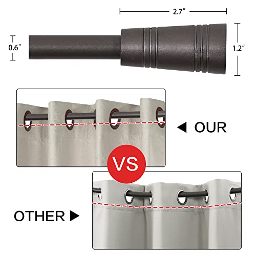 H.VERSAILTEX Window Curtain Rods for Windows 48 to 86 Inches Splicing Adjustable 3/4 Inch Diameter Single Window Curtain Rod Set with Cylindrical Finials, Pewter