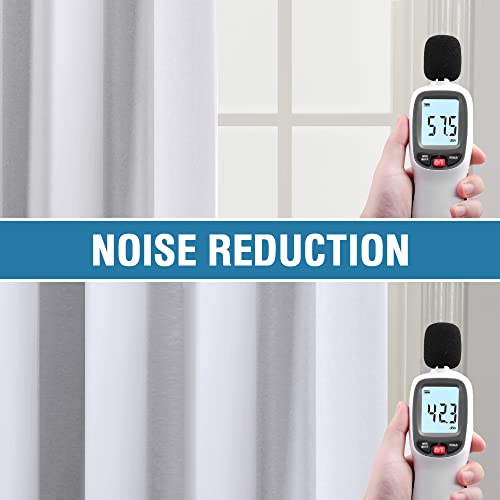 H.VERSAILTEX 100% Blackout Curtains for Bedroom Thermal Insulated Curtains & Drapes Blackout Curtains 108 Inches Long Rod Pocket Curtains for Living Room with Black Liner 2 Panels Set, Bleached White