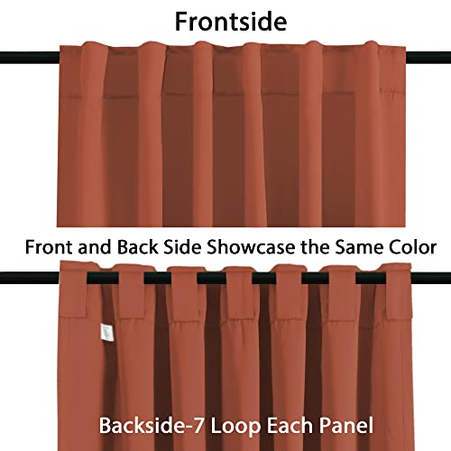 Blackout Curtains Thermal Insulated Window Treatment Panels Room Darkening Blackout Drapes for Living Room Back Tab/Rod Pocket Bedroom Draperies, 52 x 63 Inch, Burnt Ochre, 2 Panels