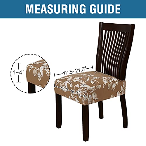 Chair Cover for Dining Room High Stretch Chair Seat Cover Removable Chair Seat Cushion Slipcovers Washable Kitchen Chair Cover Feature Soft Thick Bouncy Modern Style ( Camel, Set of 6 )