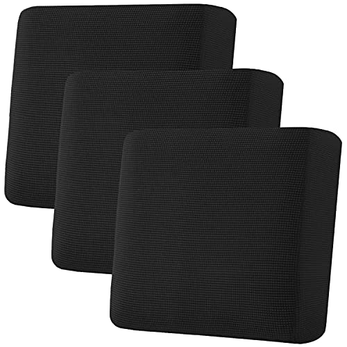 H.VERSAILTEX Super Stretch Individual Seat Cushion Covers Sofa Covers Couch Cushion Covers Slipcovers Featuring Thick Jacquard Textured Twill Fabric (3 Piece XL Sofa Cushion Covers, Black)