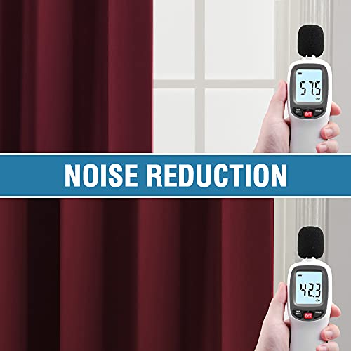 H.VERSAILTEX 100% Blackout Curtains for Bedroom Thermal Insulated Curtains & Drapes Blackout Curtains 108 Inches Long Rod Pocket Curtains for Living Room with Black Liner 2 Panels Set, Burgundy