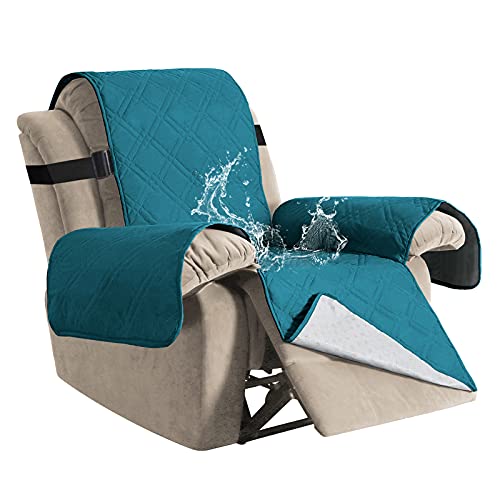 H.VERSAILTEX 100% Waterproof Quilted Recliner Chair Cover Recliner Cover Recliner Slipcover for Living Room, Secure with Elastic Strap and Non Slip Puppy Paw Silicone Backing (Oversized, Dark Teal)