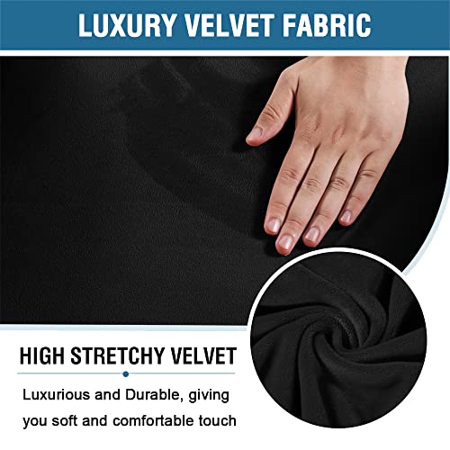 2 Piece Velvet Gaming Chair Covers Stretchable Game Chair Cover Protector Computer Chair Cover Computer Reclining Racing Ruffled Gamer Chair Protector Rotating Armchair Covers Without Chair (Black)
