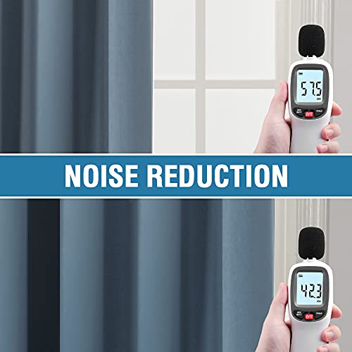 H.VERSAILTEX 100% Blackout Curtains for Bedroom Thermal Insulated Curtains & Drapes Blackout Curtains 96 Inches Long Rod Pocket Curtains for Living Room with Black Liner 2 Panels Set, Stone Blue