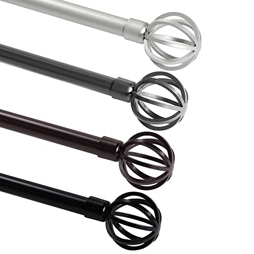 H.VERSAILTEX Window Curtain Rods for Windows 48 to 84 Inches Adjustable Decorative 3/4 Inch Diameter Standard Single Window Curtain Rod Set with Round Cage Finials, Bronze