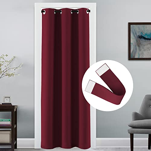 Doorway Curtain Blackout Closet Door Curtain Room Divider Window Treatment Curtain for Bedroom Thermal Insulated Privacy Drape Soundproof Grommet Door Curtain, 42 x 80 inches, 1 Panel, Burgundy
