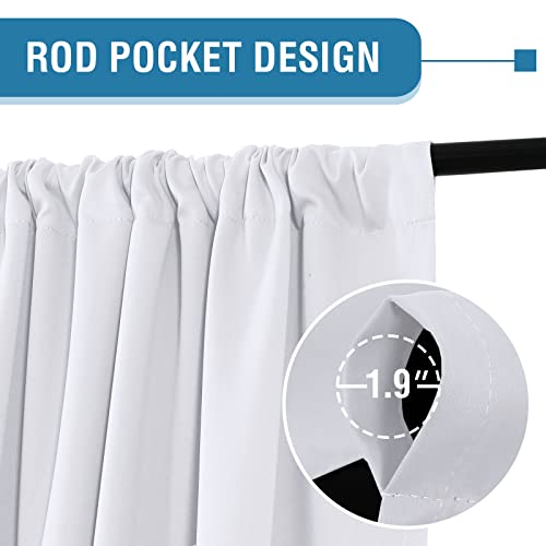 H.VERSAILTEX 100% Blackout Curtains for Bedroom Thermal Insulated Curtains & Drapes Blackout Curtains 54 Inches Long Rod Pocket Curtains for Living Room with Black Liner 2 Panels Set, Bleached White
