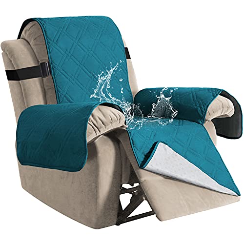 H.VERSAILTEX 100% Waterproof Quilted Recliner Chair Cover Recliner Cover Recliner Slipcover for Living Room, Secure with Elastic Strap and Non Slip Puppy Paw Silicone Backing (Standard, Dark Teal)