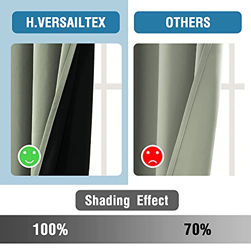 H.VERSAILTEX 100% Blackout Curtains for Bedroom Thermal Insulated Curtains & Drapes Blackout Curtains 63 Inches Long Rod Pocket Curtains for Living Room with Black Liner 2 Panels Set, Sage