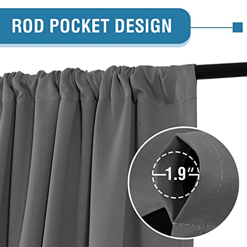 H.VERSAILTEX 100% Blackout Curtains for Bedroom Thermal Insulated Curtains & Drapes Blackout Curtains 54 Inches Long Rod Pocket Curtains for Living Room with Black Liner 2 Panels Set, Grey
