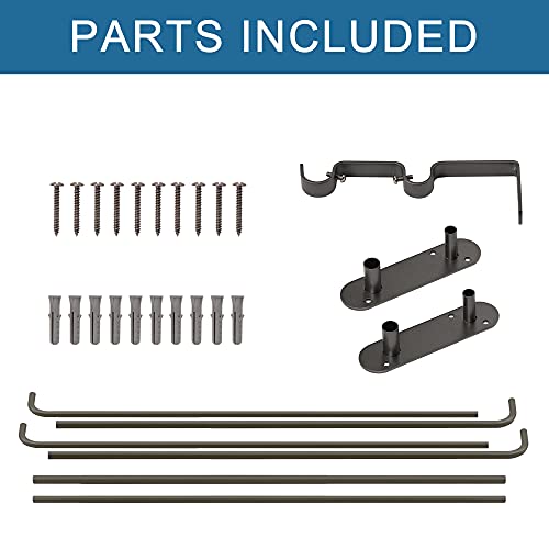H.VERSAILTEX Double Curtain Rods for Windows 52 to 72 Inch Wrap Around Indoor / Outdoor Double Curtain Rods for Blackout Curtains, Suit for Grommet and Rod Pocket, Gunmetal
