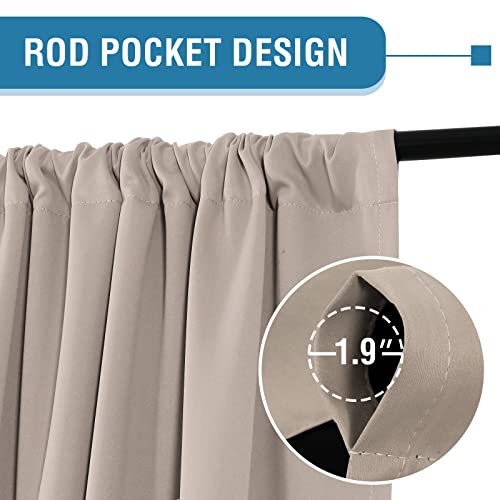 H.VERSAILTEX 100% Blackout Curtains for Bedroom Thermal Insulated Curtains & Drapes Blackout Curtains 84 Inches Long Rod Pocket Curtains for Living Room with Black Liner 2 Panels Set, Natural Sand