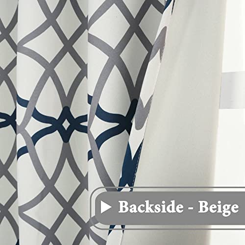 H.VERSAILTEX Blackout Curtains Printed Design 45 Inch Length 2 Panels Set Thermal Insulated Curtains for Bedroom Living Room Geometric Modern Grommet Window Drapes - Grey and Navy