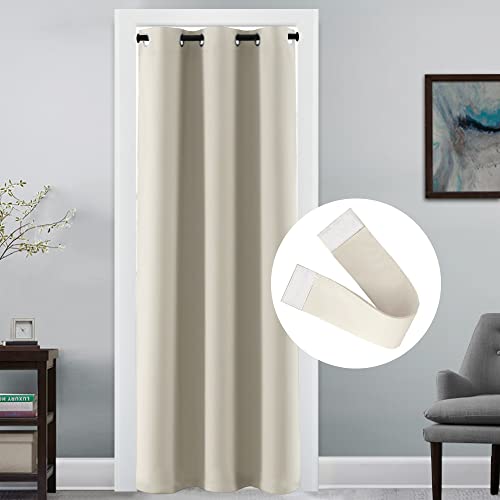 Doorway Curtain Blackout Closet Door Curtain Room Divider Window Treatment Curtain for Bedroom Thermal Insulated Privacy Drape Soundproof Grommet Door Curtain, 42 x 80 inches, 1 Panel, Ivory/Cream