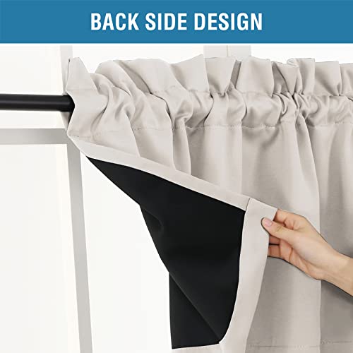 H.VERSAILTEX 100% Blackout Curtain Valances for Kitchen Windows/Bathroom/Living Room/Bedroom Thermal Insulated Rod Pocket Valances for Windows, 2 Pack, 52" x 18", Pumice Stone