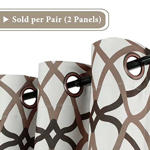 H.VERSAILTEX Blackout Curtains Printed Design 54 Inch Length 2 Panels Set Thermal Insulated Curtains for Bedroom Living Room Geometric Modern Grommet Window Drapes - Taupe and Brown