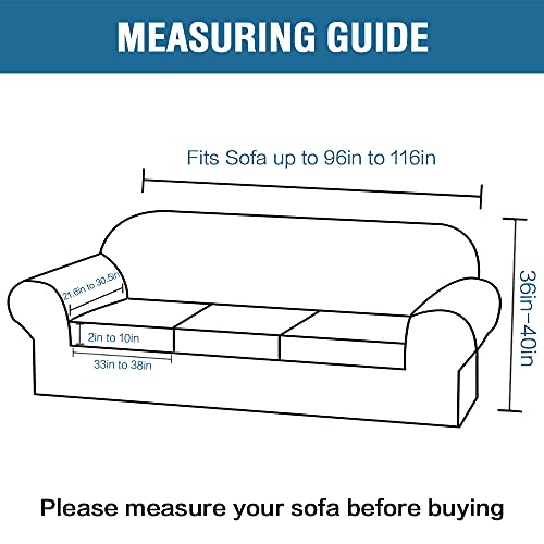 H.VERSAILTEX 4 Piece Stretch Sofa Covers for 3 Cushion Couch Covers for Living Room Furniture Slipcovers (Base Cover Plus 3 Seat Cushion Covers) Upgraded Thicker Jacquard Fabric (XL Sofa, Sage)