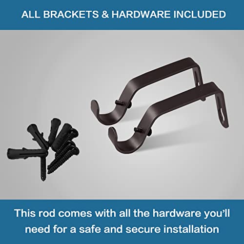 H.VERSAILTEX Window Curtain Rods for Windows 28 to 48 Inches Adjustable Decorative 3/4 Inch Diameter Standard Single Window Curtain Rod Set with Round Cage Finials, Bronze