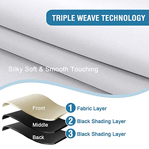 H.VERSAILTEX 100% Blackout Curtains for Bedroom Thermal Insulated Curtains & Drapes Blackout Curtains 96 Inches Long Rod Pocket Curtains for Living Room with Black Liner 2 Panels Set, Pure White