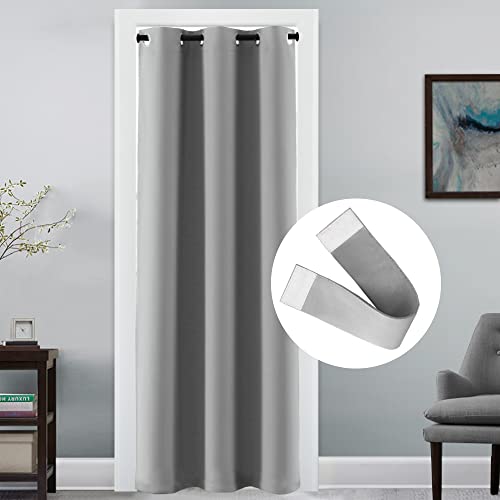 Doorway Curtain Blackout Closet Door Curtain Room Divider Window Treatment Curtain for Bedroom Thermal Insulated Privacy Drape Soundproof Grommet Door Curtain, 42 x 80 inches, 1 Panel, Dove Grey