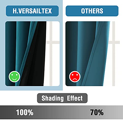 H.VERSAILTEX 100% Blackout Patio Curtains Thermal Insulated Curtains for Sliding Door Extra Wide Window Panels Full Light Blocking Grommet Curtains with Black Liner, W100 x L108 inch - Dark Teal