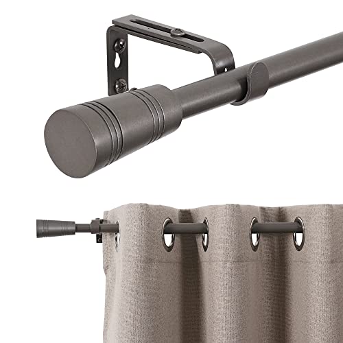 H.VERSAILTEX Window Curtain Rods for Windows 30 to 48 Inches Splicing Adjustable 3/4 Inch Diameter Single Window Curtain Rod Set with Cylindrical Finials, Pewter