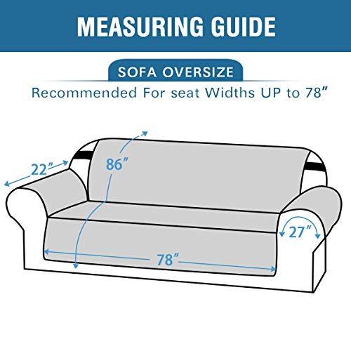 Thick Velvet Sofa Cover Extra Large Couch Cover for 3 Cushion Sofa Slipcover Washable Furniture Protector for Dogs, Non-Slip Elastic Straps Fit Sitting Width Up to 78"(Oversized Sofa, Ivory)