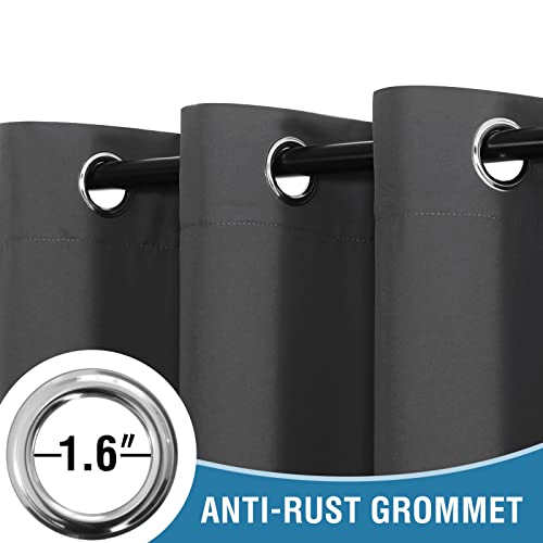 H.VERSAILTEX 100% Blackout Patio Curtains Thermal Insulated Curtains for Sliding Door Extra Wide Window Panels Full Light Blocking Grommet Curtains with Black Liner, W100 x L108 inch - Charcoal Gray
