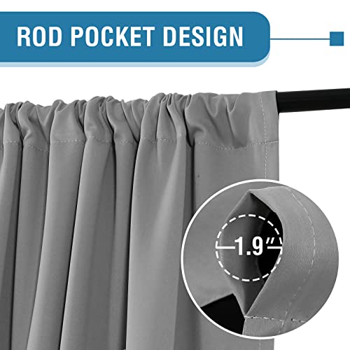 H.VERSAILTEX 100% Blackout Curtains for Bedroom Thermal Insulated Curtains & Drapes Blackout Curtains 54 Inches Long Rod Pocket Curtains for Living Room with Black Liner 2 Panels Set, Dove Gray