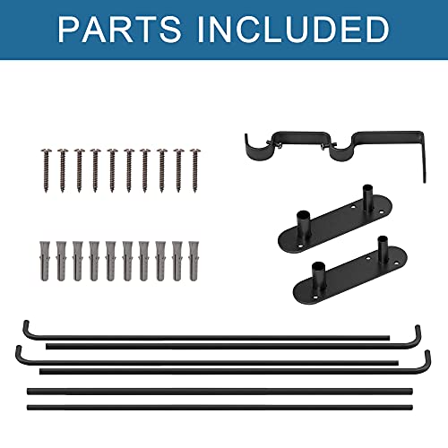 H.VERSAILTEX Double Curtain Rods for Windows 84 to 120 Inch Wrap Around Indoor / Outdoor Double Curtain Rods for Blackout Curtains, Suit for Grommet and Rod Pocket, Matte Black